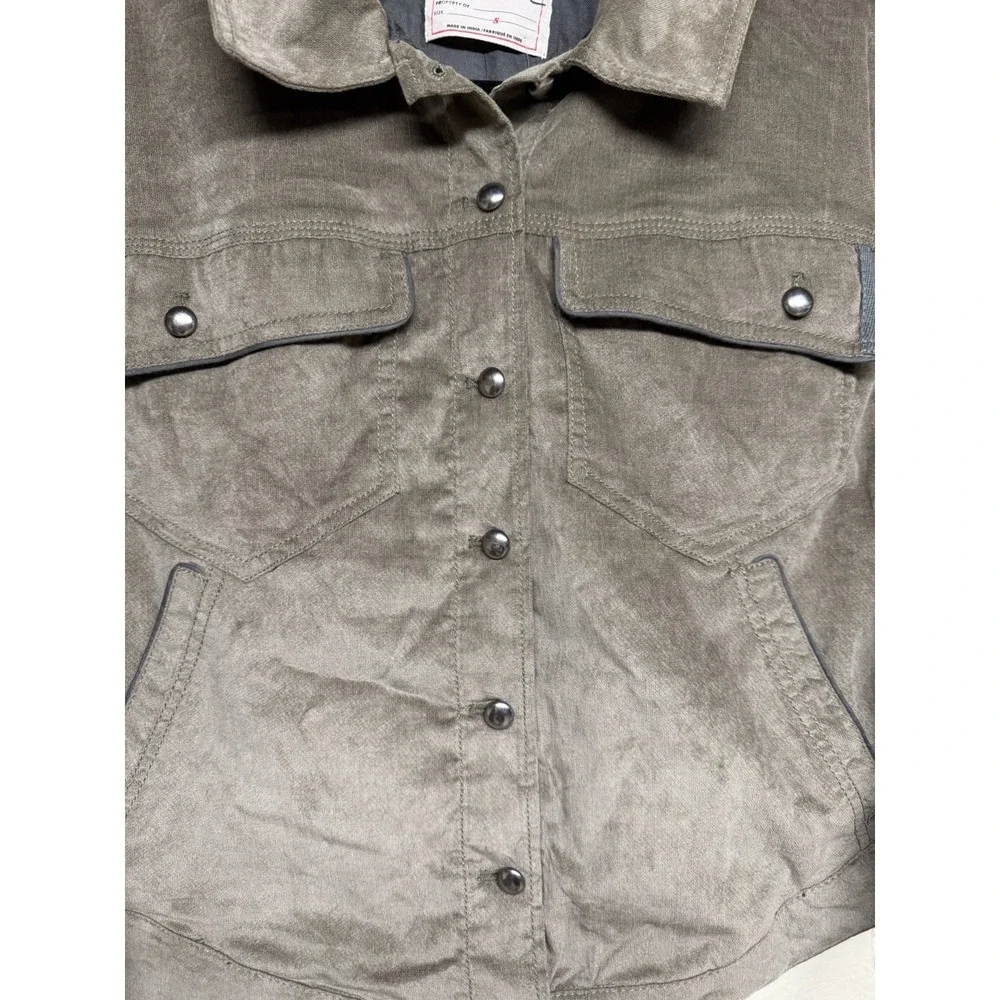 FREE PEOPLE We The Free Officer Velvet Jacket Gravel Stone Women's Size Small‎